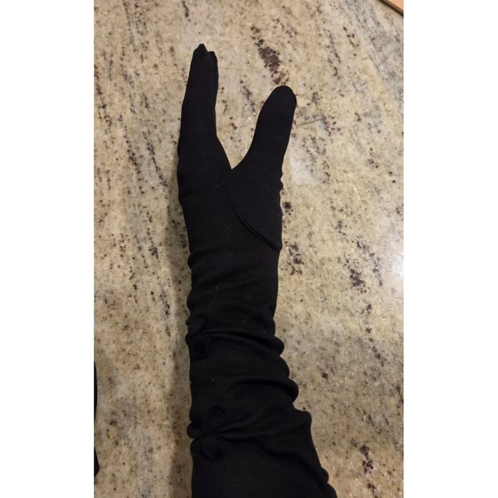 Vintage Womens Size M 7 Black Cotton Formal 13.5
